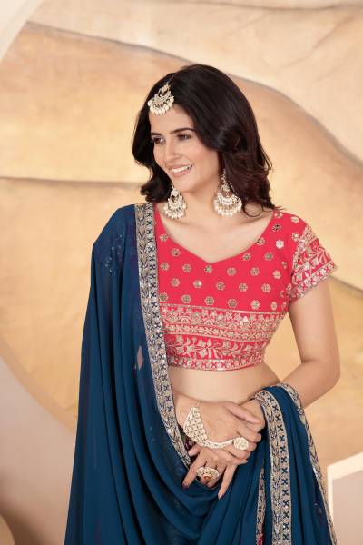 DVD 5069 DESIGNER GEORGETTE LEHENGA CHOLI WHOLESALER IN INDIA